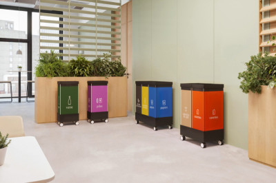 PAPERFLOW Rollsockel für 2 Wertstoffsammelboxen, weiß