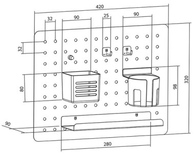 LogiLink Organiseur de bureau avec panneau perforé, blanc
