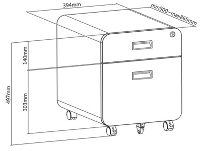 LogiLink Caisson mobile, 2 tiroirs, noir