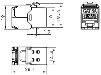 LogiLink Set de modules Keystone cat.6A, classe EA, blindé