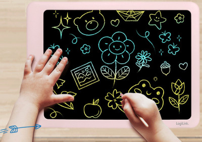LogiLink Ardoise LCD pour enfants, 14 pouces, rose