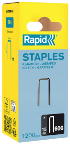 Rapid Agrafe à dos étroit no. 606, 15 mm, petit paquet