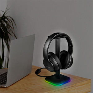 LogiLink, Support pour casque audio, avec lumière RVB, noir