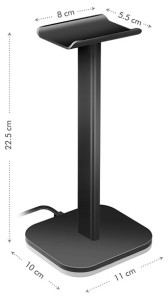 LogiLink, Support pour casque audio, avec lumière RVB, noir