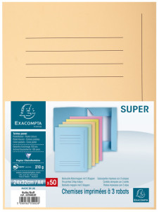 EXACOMPTA Chemise imprimée SUPER, A4, carton, assorti