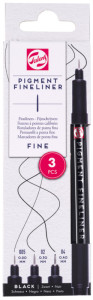 ROYAL TALENS Feutre Pigment Fineliner Medium, set de 3, noir
