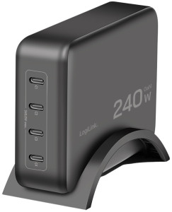 LogiLink USB-C Tisch-Ladegerät, 4x Port, GaN, 240 Watt