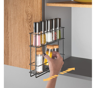metaltex Étagère à épices In&Out LAVA, coulissant, noir