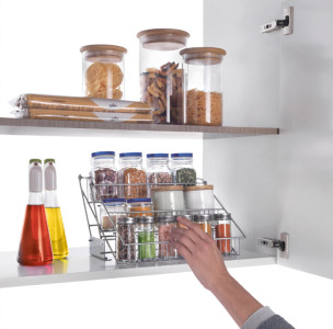 metaltex Étagère à épices Up&Down, 3 niveaux, argent