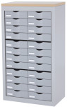 Restposten: PAPERFLOW Schubladenelement, 24 Schubladen, alu