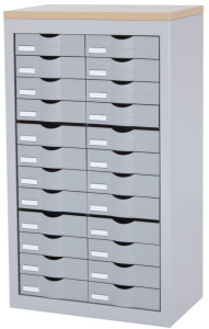 Restposten: PAPERFLOW Schubladenelement, 24 Schubladen, alu