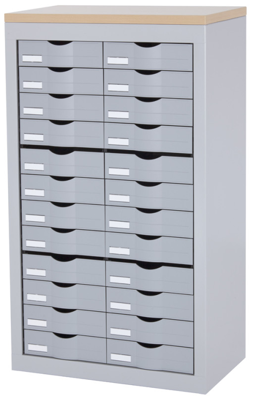 Restposten: PAPERFLOW Schubladenelement, 24 Schubladen, alu