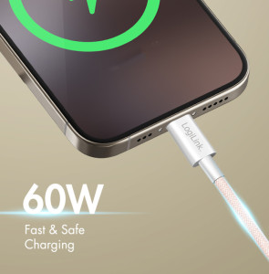 LogiLink USB 2.0 Kabel, USB-C - USB-C Stecker, 1,0 m, rosa