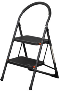 Bradas Escabeau pliable en acier, 3 niveaux, noir