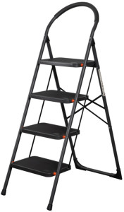 Bradas Escabeau pliable en acier, 3 niveaux, noir