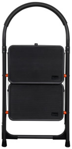 Bradas Escabeau pliable en acier, 4 niveaux, noir