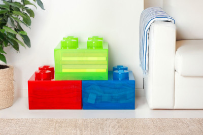 LEGO Brique de rangement STORAGE BRICK 4 TOP LID, bleu