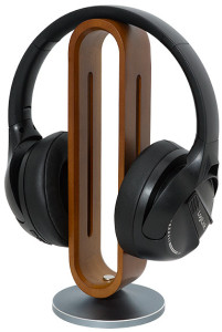 LogiLink Kopfhörer-Ständer aus Bambusholz, braun/silber