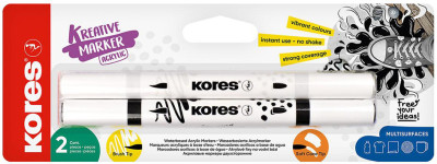 Kores Marqueur acrylique Duo, 2 pointes, noir/blanc