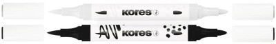 Kores Marqueur acrylique Duo, 2 pointes, noir/blanc