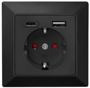 LogiLink Unterputz-Steckdose, 1x CEE 7/3, 1x USB-A, 1x USB-C