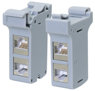 LogiLink Hutschienen-Adapter mit 2 Kat.6A Inline-Kupplungen