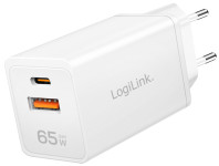 LogiLink USB-Steckdosenadapter, 1x USB-A, 1x USB-C, 65 Watt
