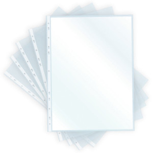 pavo Pochette perforée, A4, PP, 0,04 mm, transparent grainé