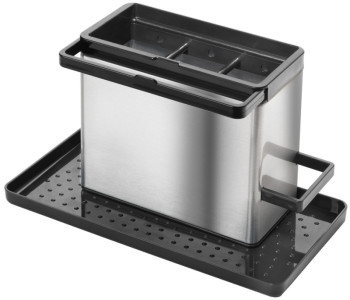metaltex Rangement pour évier Tidytex INOX, argent/noir