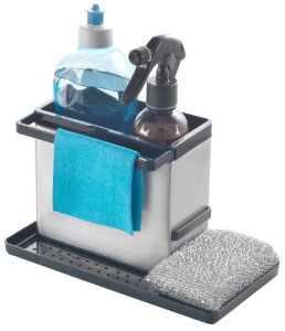 metaltex Rangement pour évier Tidytex INOX, argent/noir