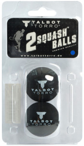 TALBOT torro Balle de squash, rapide, blister de 2, noir