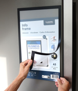 EUROPEL Cadre magnétique, A3, pack de 5, noir