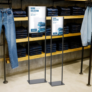 EUROPEL Porte-visuel sur pied, A4 métal, noir