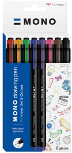 Tombow Feutre à pointe fine MONO drawing pen, étui de 8