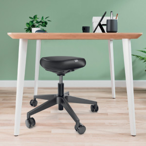LEITZ Tabouret Ergo, roulettes et assise confortable, noir