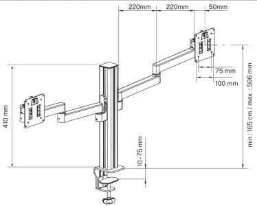 UNiLUX Doppel-Monitorarm AXIO, Klemmbefestigung, schwarz