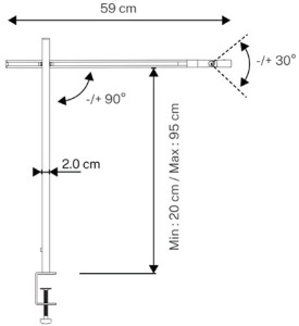 UNiLUX Lampe de bureau à LED ELITE LUMINO, pince, noir