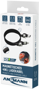 ANSMANN Câble magnétique charge et données 4en1, 1,2 m, noir
