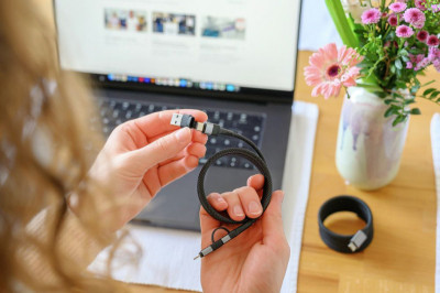 ANSMANN Câble magnétique charge et données 4en1, 1,2 m, noir