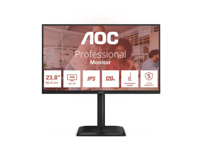AOC : 24IN IPS FHD 300CD/ HDMI/VGA/DP/4USB/USB-B/HP/HAS