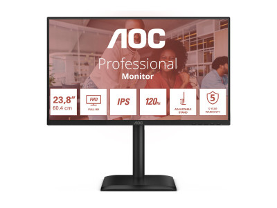 AOC : 24IN IPS FHD 300CD/ HDMI/VGA/DP/4USB/USB-B/HP/HAS