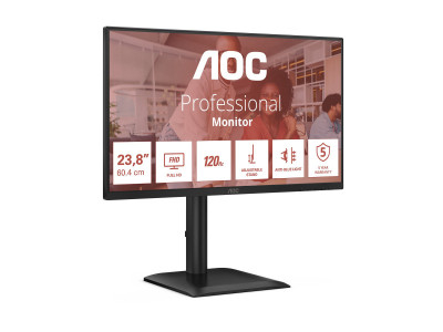 AOC : 24IN IPS FHD 300CD/ HDMI/VGA/DP/4USB/USB-B/HP/HAS