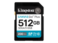Kingston : 512GB SDXC CANVAS GO PLUS 200R GEN4 C10 UHS-I U3 V30 200MB/S