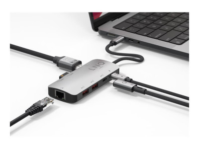 Linq : 8IN1 USB-C HUB 8K HDMI/RJ45 LINQ - GREY