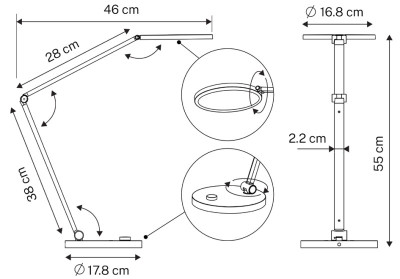 UNiLUX Lampe de bureau à LED OMEGA, sur pied, blanc