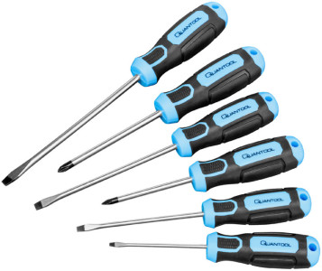 QUANTOOL Schraubendreher-Satz, 6-teilig, schwarz/blau
