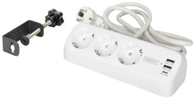 DIGITUS Steckdosenleiste, 3-fach + 3x USB, schwarz