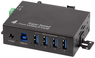 LogiLink USB 3.0 Industrie-Hub, 4-Port, schwarz