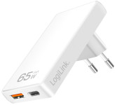 LogiLink USB-Steckdosenadapter, USB-A & USB-C, 65 Watt, weiß