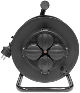 BRÜDER MANNESMANN Outdoor-Kabeltrommel, IP44, schwarz